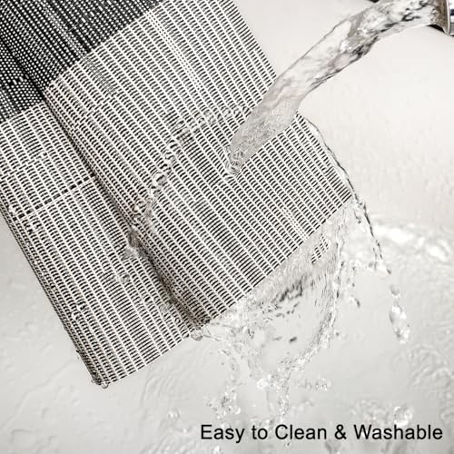 Chitomars Placemats Set of 6, Vinyl Woven Place Mats Indoor Set of 6 Washable Wipeable PVC Table Mats Heat-Resistant Non Slip Plastic Placemat for Kitchen Dining Outdoor Table (Beige Black, Set of 6) by Chitomars - Used condition - Image 4