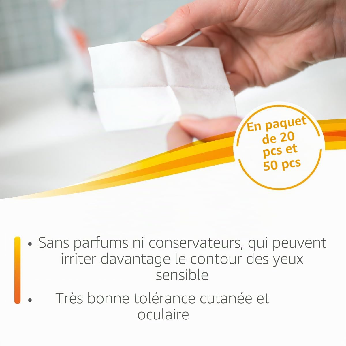 Lot de 50 lingettes stériles pré-humidifiées pour le nettoyage des paupières