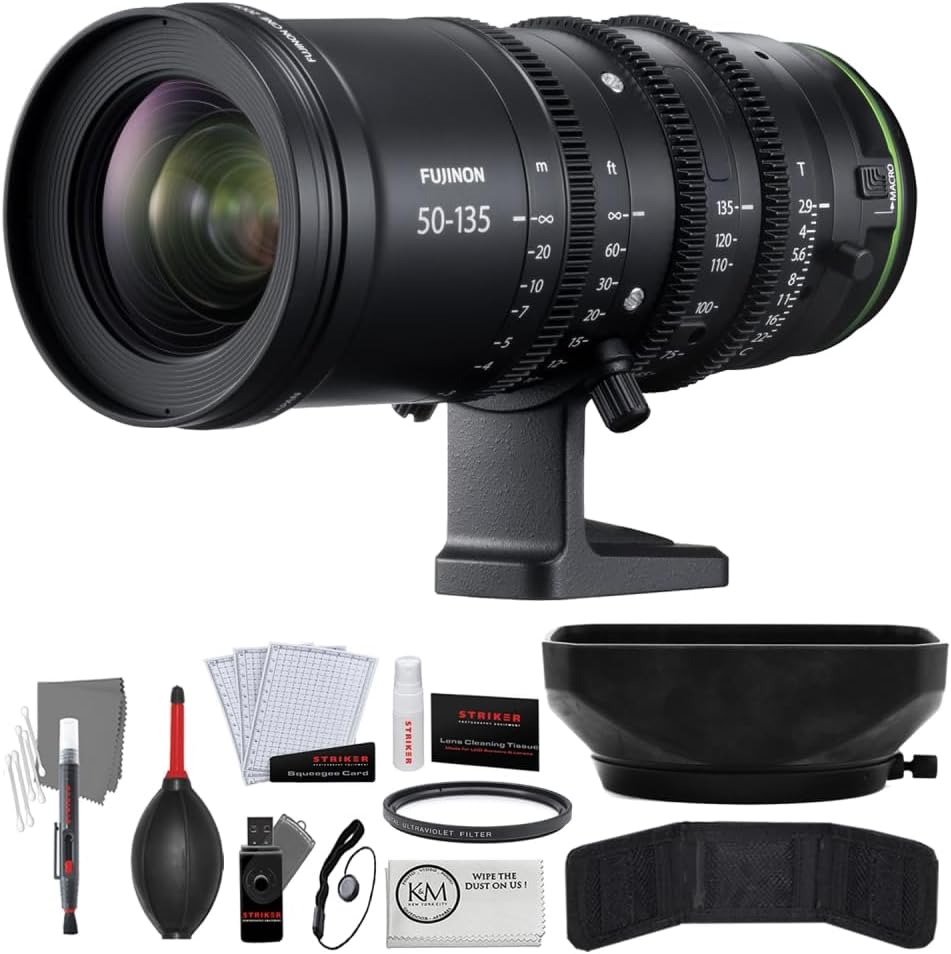 Fujifilm MKX50-135mm T2.9 Lens | Fuji X-Mount Bundle with UV Filter + Photo Starter Kit + Cleaning Cloth (4 Items)