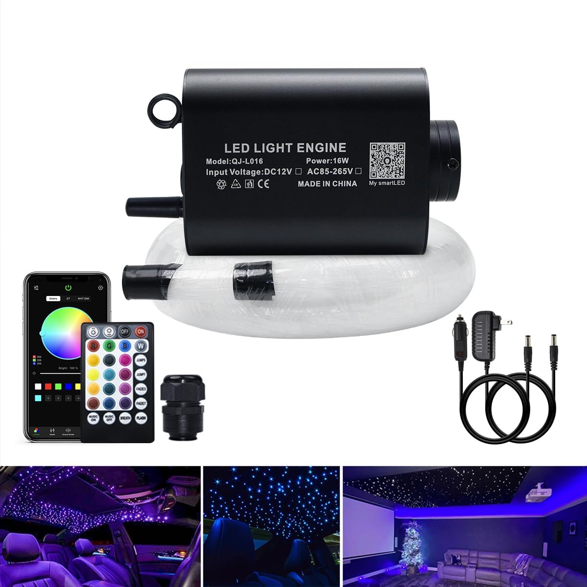 AKEPO 16W Small Size Sound Activated Fiber Optic Light Kit