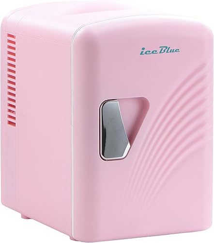 Iceblue Mini Fridge, Retro 4 Liter /6 Cans Tiny Fridge, AC Plug & 12V Car Charger Small Refrigerator, Compact & Portable 4A Cooling Mini