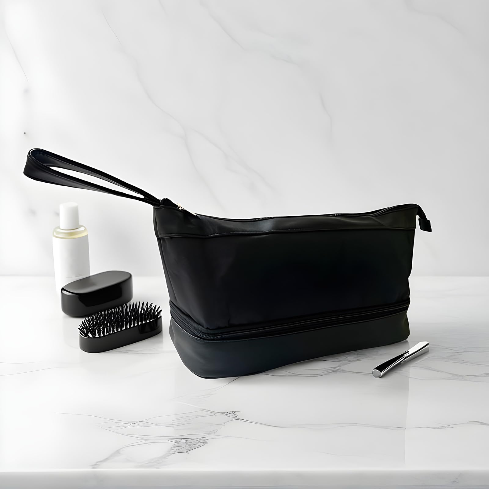 Reisetasche für Haar-Werkzeug, doppellagig, tragbare Friseur-Handtasche, hitzebeständiges Fach, ideal für Zugreisen, Urlaub, Camping, Wochenende, Salon, Fitnessstudio