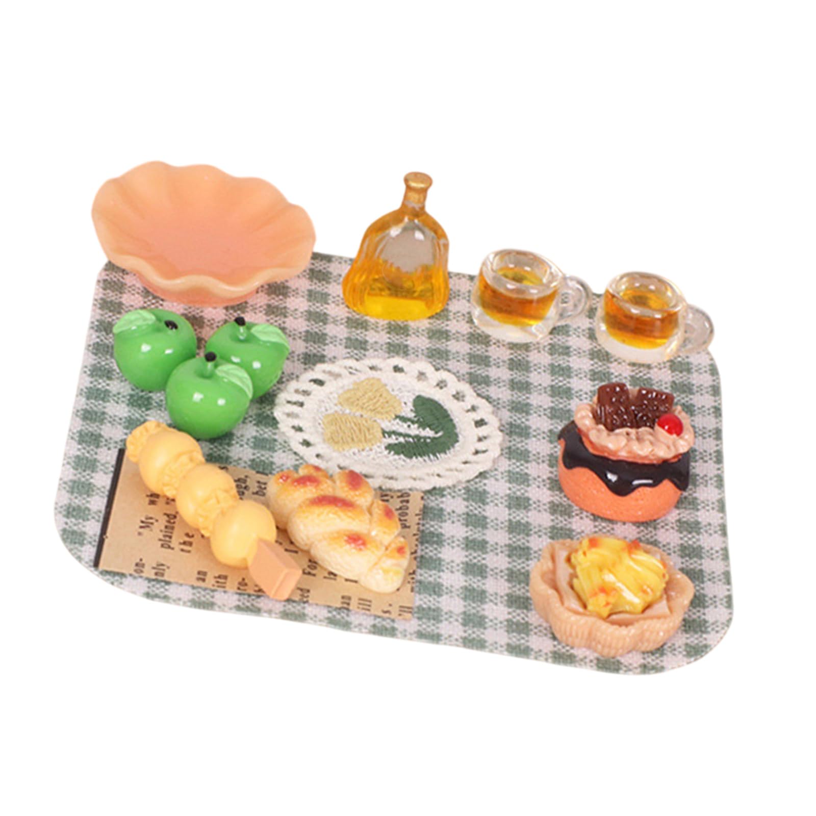 Miniature Picnics Furniture Set for 1: 12 Doll House with Food Picnics Mat Model Figurine Craft Models Dollhouse-accessories