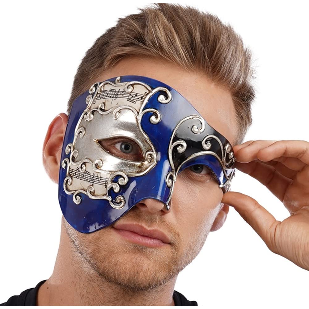 Stylex Classic Venetian Eye Mask Long Nose Jester Half Face Phantom Fancy Dress Accessories (Blue Half Mask)