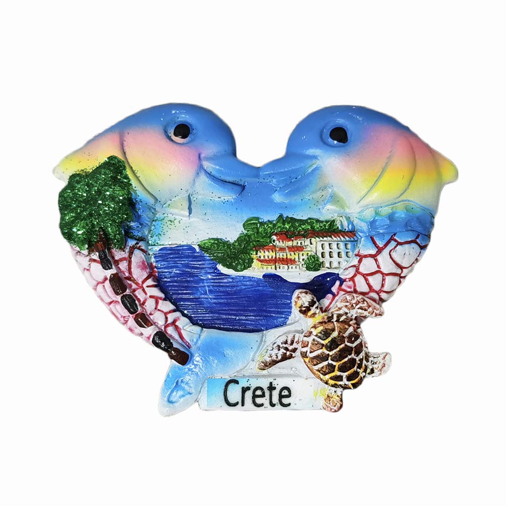 Wedarego Crete Greece 3D Dolphins Fridge Magnet Souvenir Gift,Handmade Home & Kitchen Decoration Crete Refrigerator Magnet Collection