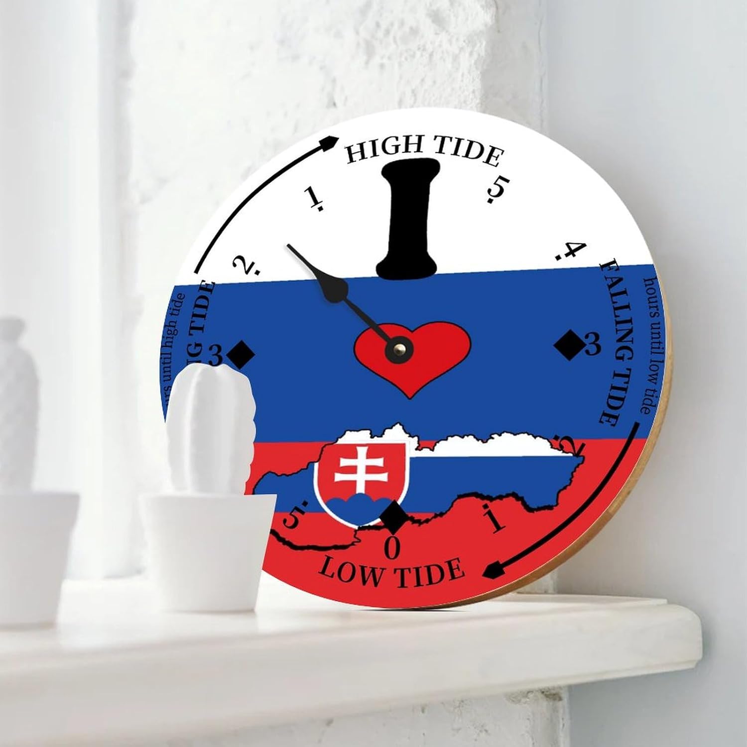 Cheyan Slovakia Flags Farmhouse Wood Tidal Clock Nautical Moon East Coast Ocean Time High and Low Tide Wooden Clock Decoration for Beach House Home Sailing Gifts for Fisherman 12x12 in, 25kt5rxhzz4v