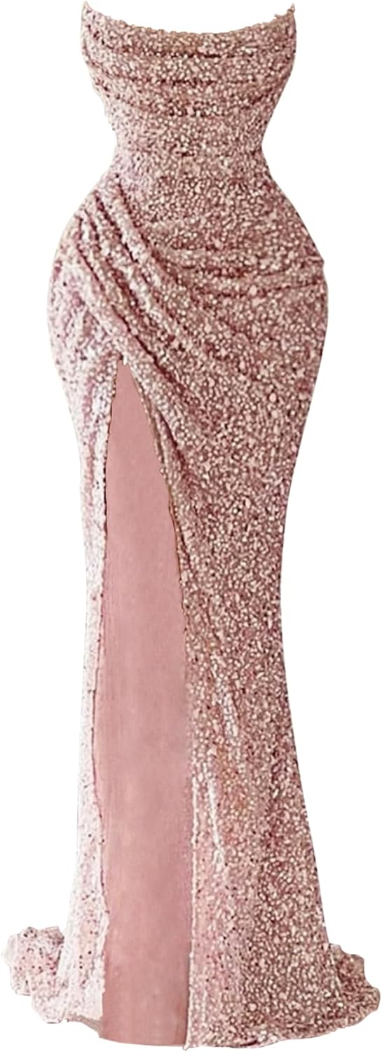 A long mermaid prom dress with sparkly sequins