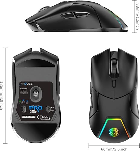 Miniatura 8 de FMOUSE Mouse inalámbrico para laptop, mouse Bluetooth ergonómico con triple modo (Bluetooth dual + 2.4G inalámbrico) 4000 DPI USB-C recargable