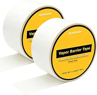 2 Rolls Crawl Space Vapor Barrier Tape - 4 inch x 180Ft Roll Strength Seal for Polyethylene Moisture Barriers & Insulation Tape, White Seam Tape