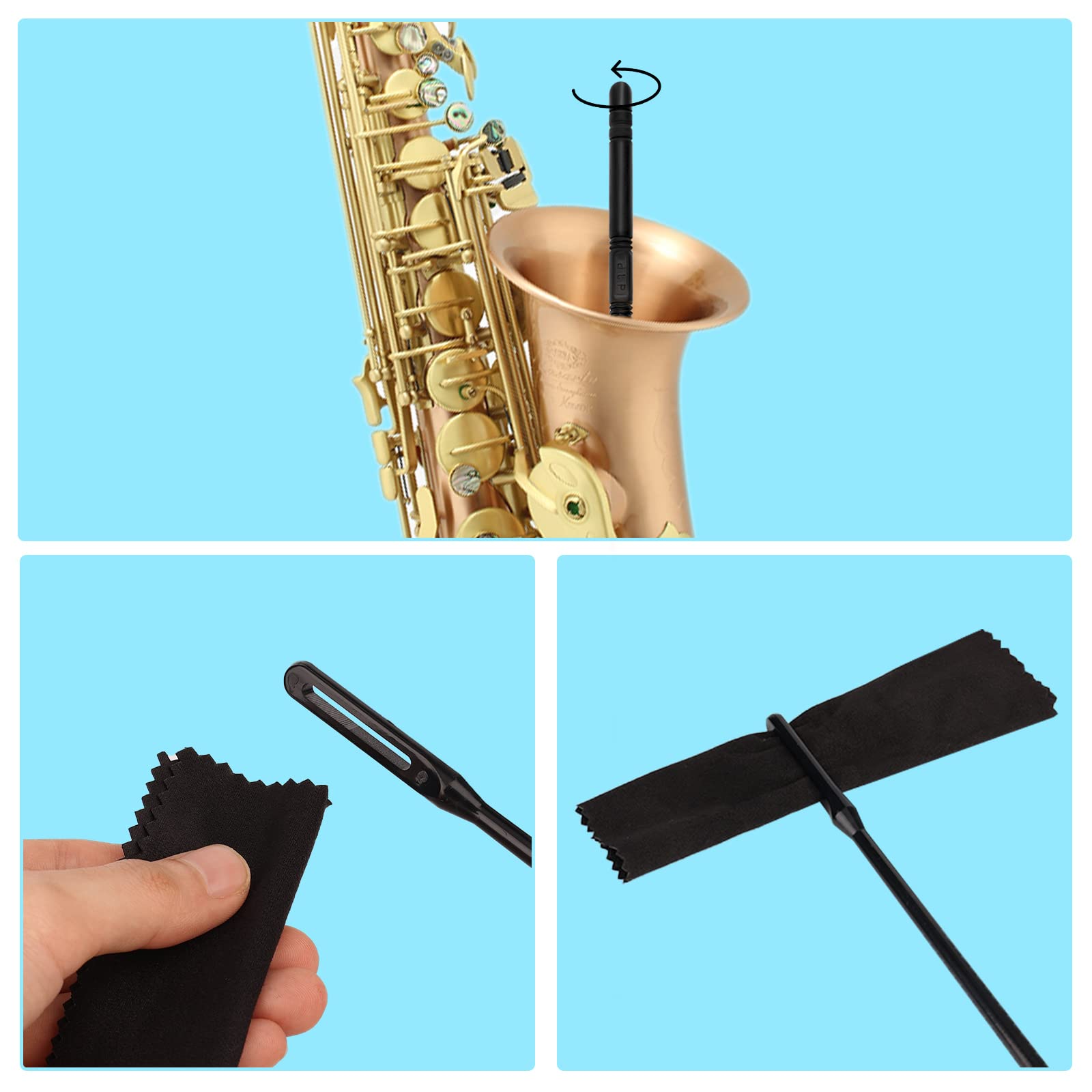 Fluitenrassers Set - Blokfluit Reinigingsset Met Poetsdoek, Reinigingsstaaf En 4 Doeken Voor Dwarsfluit Onderhoud