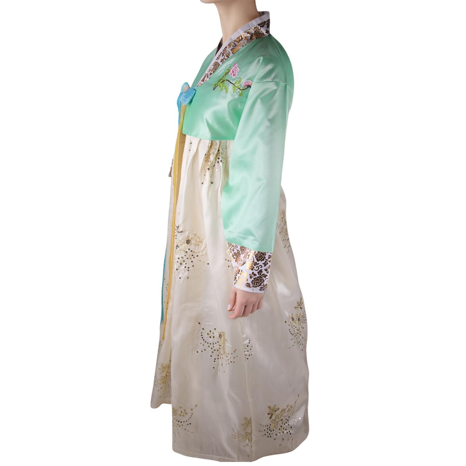 Hanbok tradicional coreano para mujer, vestido de manga larga con bordados florales