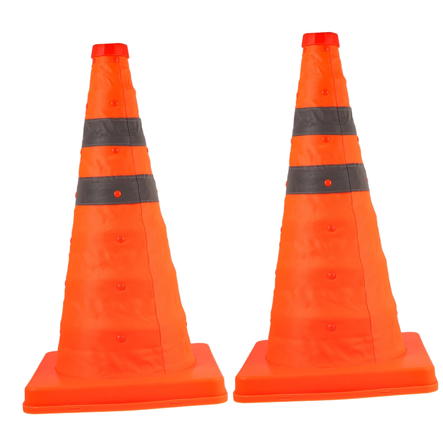 Lot de 2 Cônes de Signalisation Extensibles Orange 45 Cm en Polypropylène Réfléchissants, Pliables pour Sécurité Routière et Délimitation Terrains Extérieurs et Intérieurs
