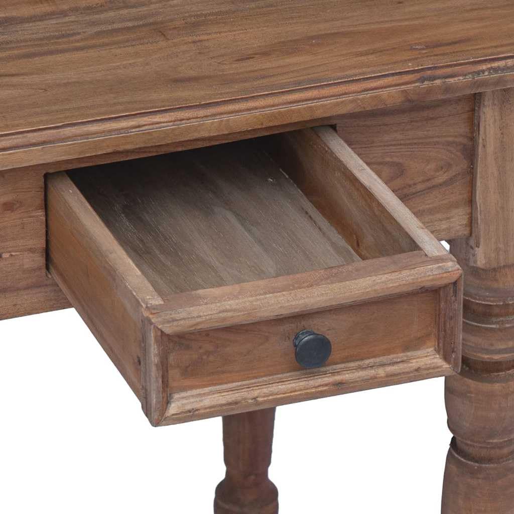 Biurko z szufladami 117 x 57 x 75 cm z litego drewna pochodzącego z recyklingu, idealne do biura, biura domowego i gabinetu, z zarządzaniem kablami, półką na klawiaturę, regał, na laptopa