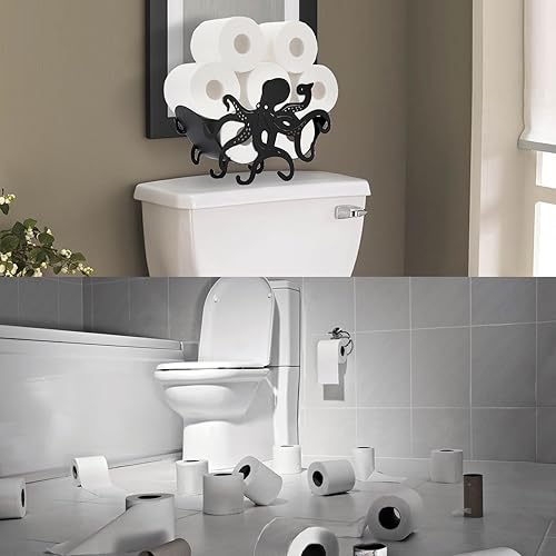 Miniatura 5 de Sumnacon Soporte de papel higiénico, almacenamiento de papel higiénico de metal, soporte de rollo de papel higiénico independiente, soporte de papel