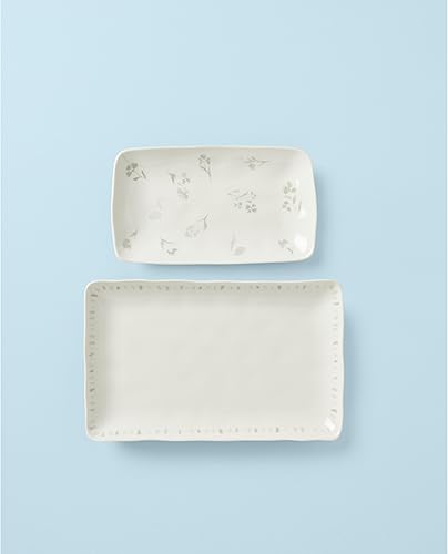 Miniatura 4 de Lenox Oyster Bay - Juego de bandejas de servir anidadas de 2 piezas, 3.40 libras, blanco