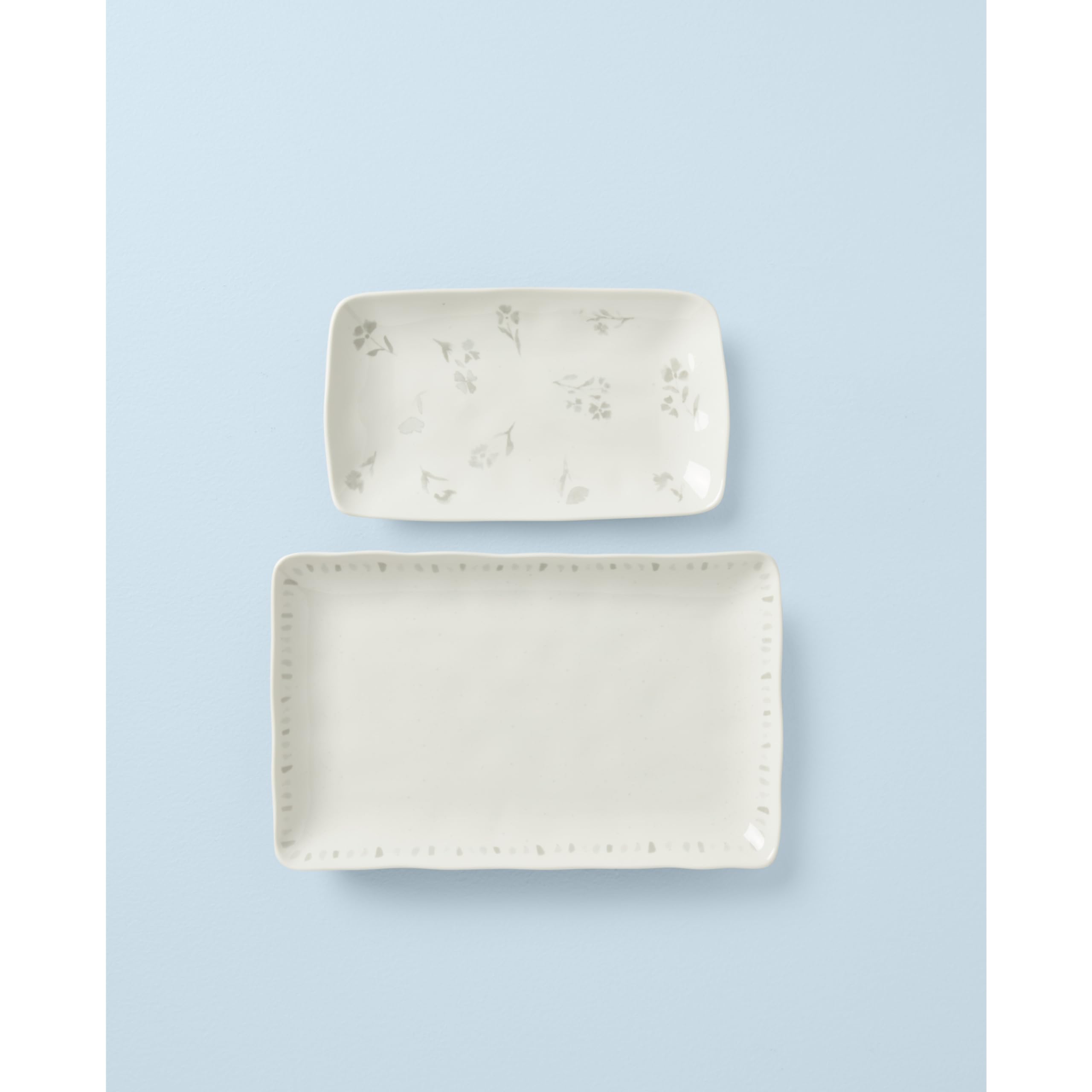 Lenox Oyster Bay - Juego de 2 platos para servir de anidación, color blanco