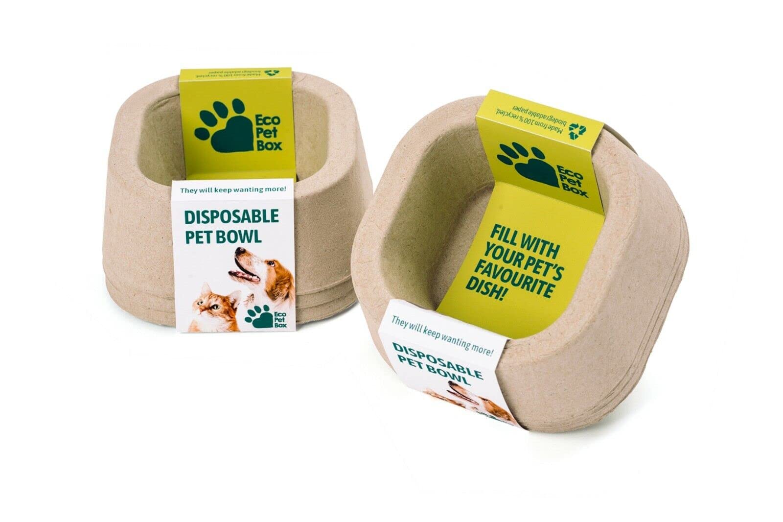 EcoPetBox Disposable Pet Bowl - Eco Friendly - Leak Free - Safe - Super Easy (3 Pack)
