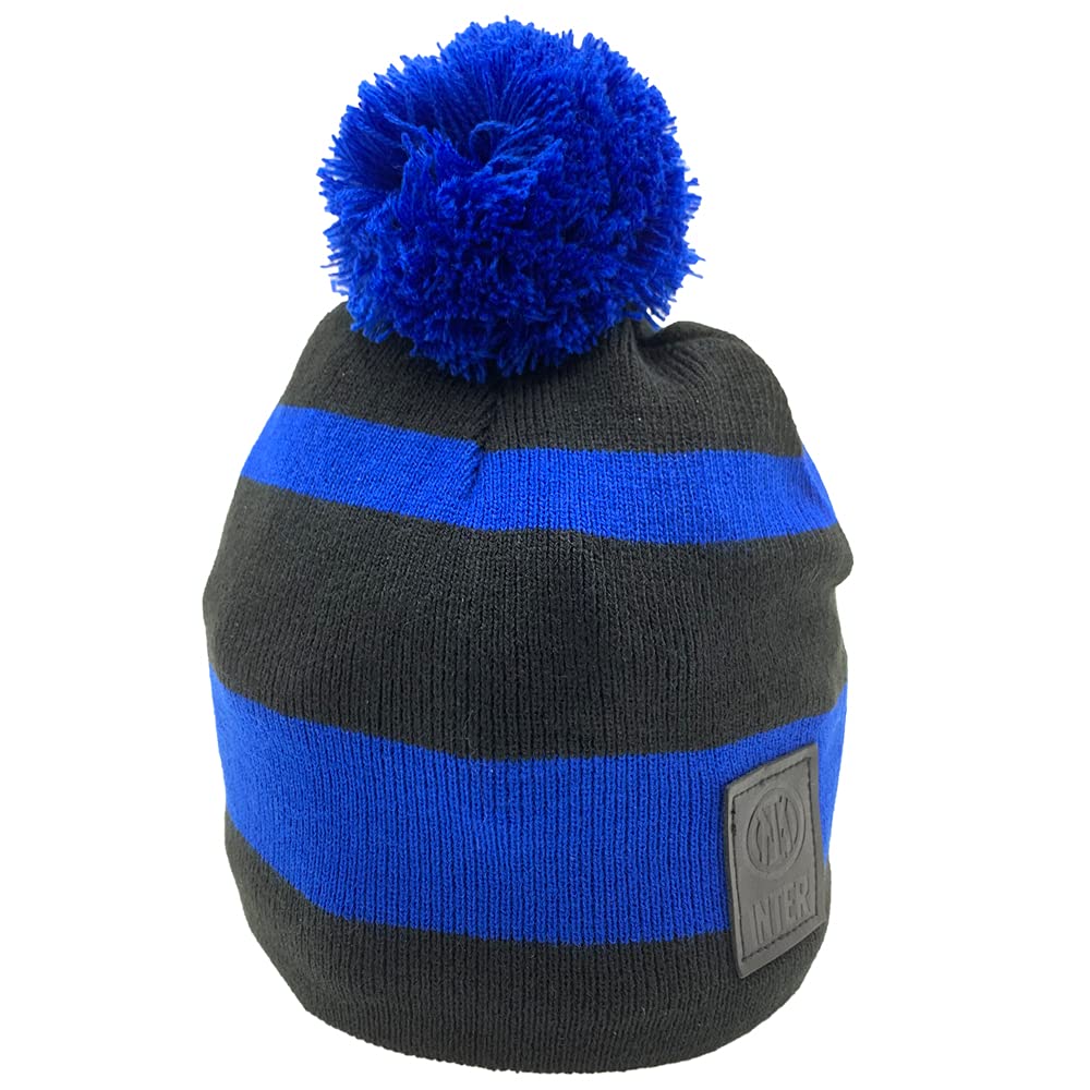 Inter Cappello PONPON Maglia Rigata 153073 con Pile Prodotto Ufficiale Official Merchandising