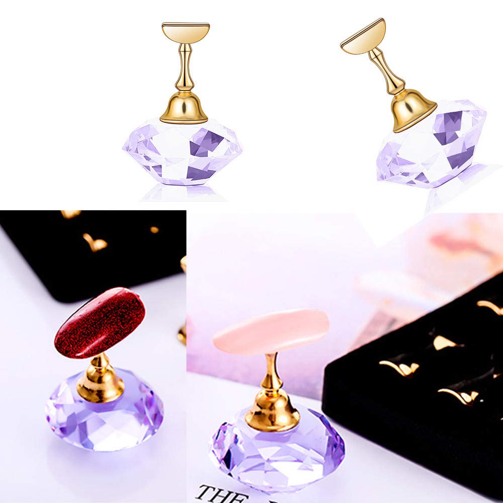 Tvoip 1Pcs Magnetic Nail Holder Practice Training Display Stand Acrylic Crystal Holders Alloy False Nail Tip Salon DIY Manicure Tools image 2