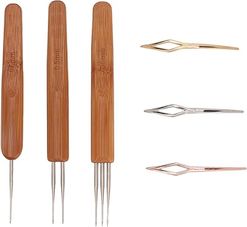 Herramienta de rastas, 6 piezas, juego de ganchos de ganchillo para rastas de pelo de madera de aleación, aguja de tejer para trenza, bricolaje y