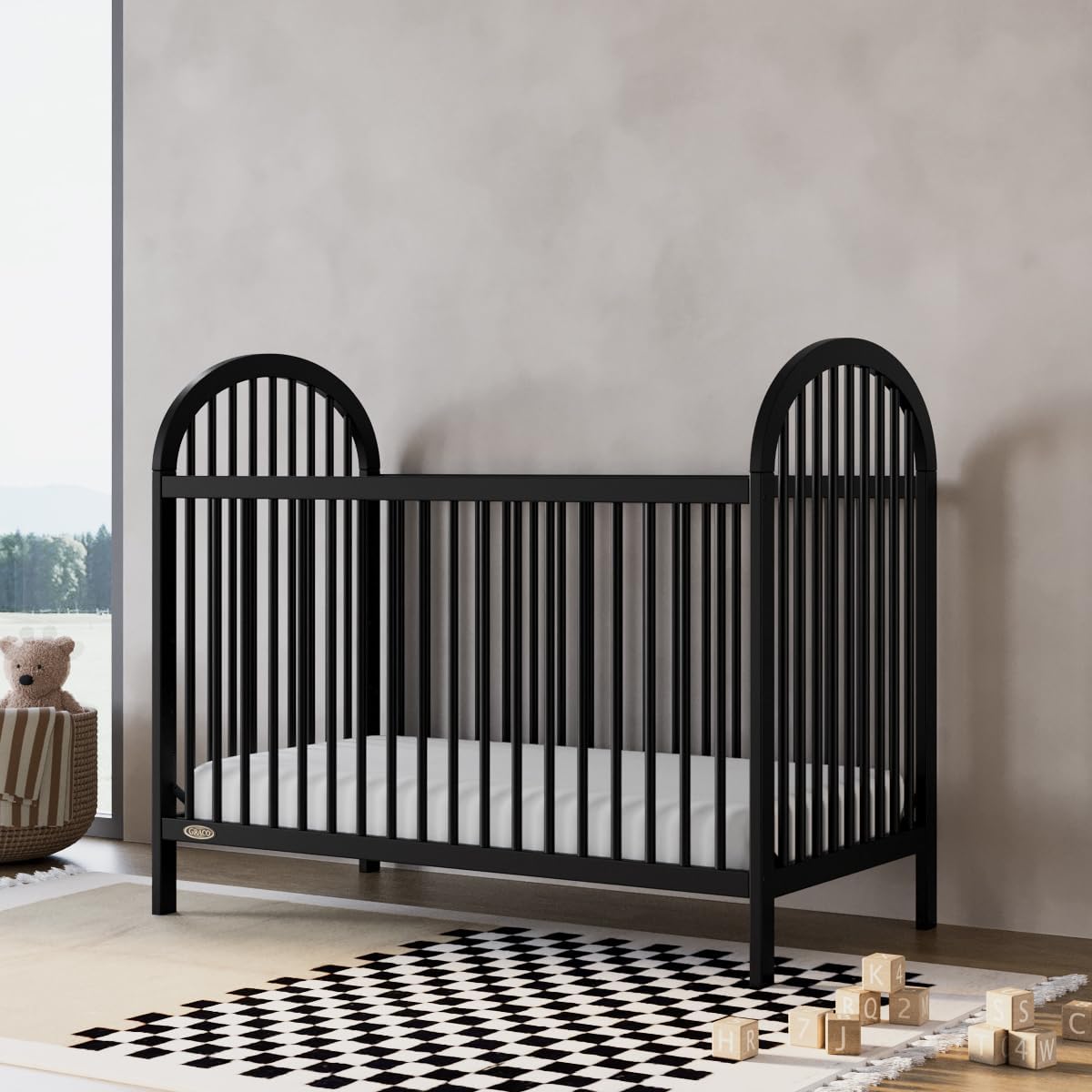 Graco Olivia Convertible Crib (Black) – GREENGUARD Gold Certified, 100% Solid Wood, Fits Standard Crib Mattress, Converts to Toddler Bed and Daybed, 4 Adjustable Mattress Heights - Image 2