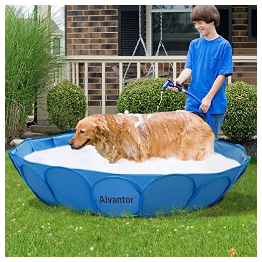 Alvantor Pet Swimming Pool Dog Bathing Tub Kiddie Pools Cat Puppy Shower Spa Foldable Portable Indoor Outdoor Pond Ball Pit 63"x12" Patent Pending