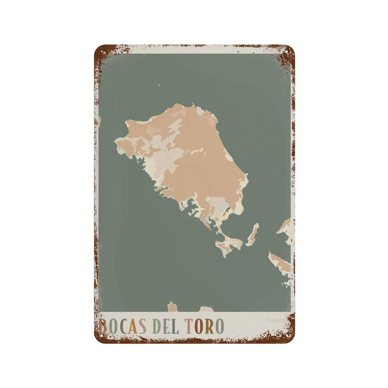 xiaoxiaoshen Bocas Del Toro Map Panama Travel Gift Boho (2) Wall Decor Art Metal Tin Poster Modern Home Decor Art Home Bar Shop Decorations Vintage Sign 30x20cm