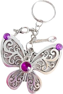 Handmade Fibromyalgia Fibro Purple Awareness Large Butterfly Hope Spoon Bag Charm Keyring add Personalised Initial
