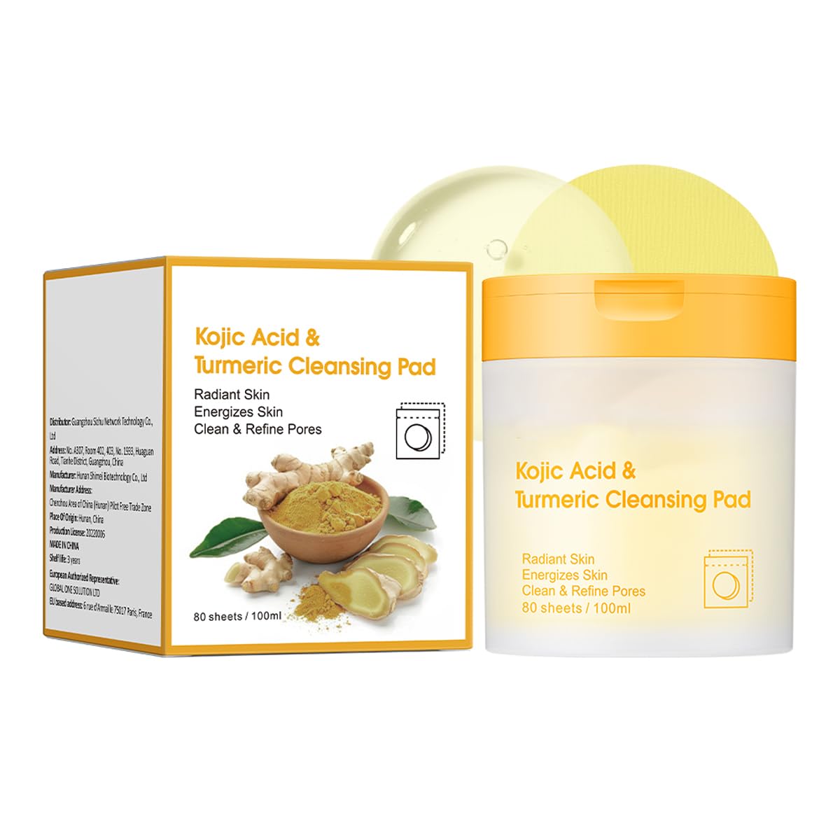 Turmeric Cleansing Pads 80 Counts, Turmeric Face Scrub Pads Exfoliating Face for deep cleansing Balance Skin Oil