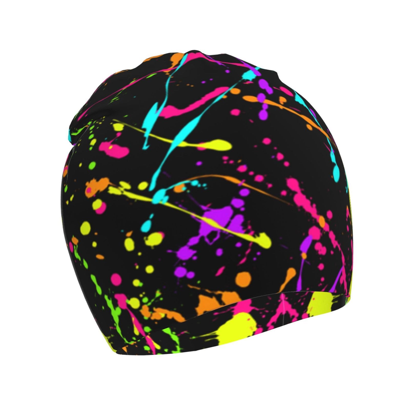Glow in Dark Splatter Neon Kids Beanie Hats Warm Knit Beanie Cap Skull Caps Gifts Decor for Boys Girls