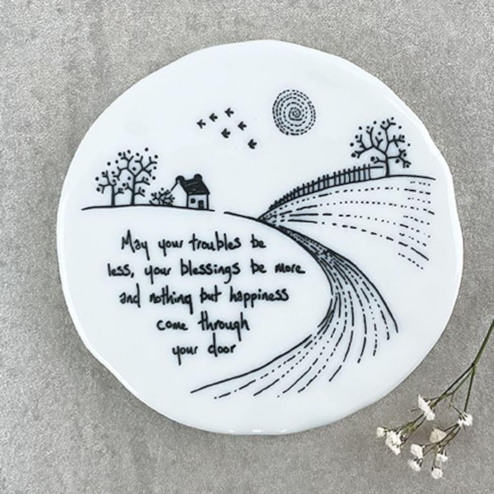 East of India Porcelain Coaster 'May your troubles be less..' | Thinking of You Coaster, Family Keepsake, Gift