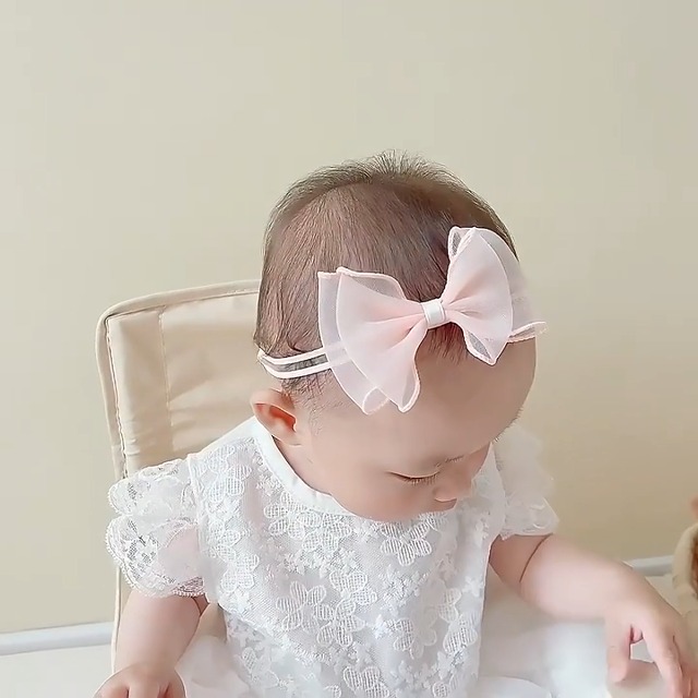 Baby Girl Lace Bow Headband - Soft Chiffon Knot Headband For Newborns & Toddlers