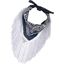 Womens Fringe Bandana Lightweight Shawl Square Headband Disco Bachelorette Party Tribal Western Cowgirl Scarf