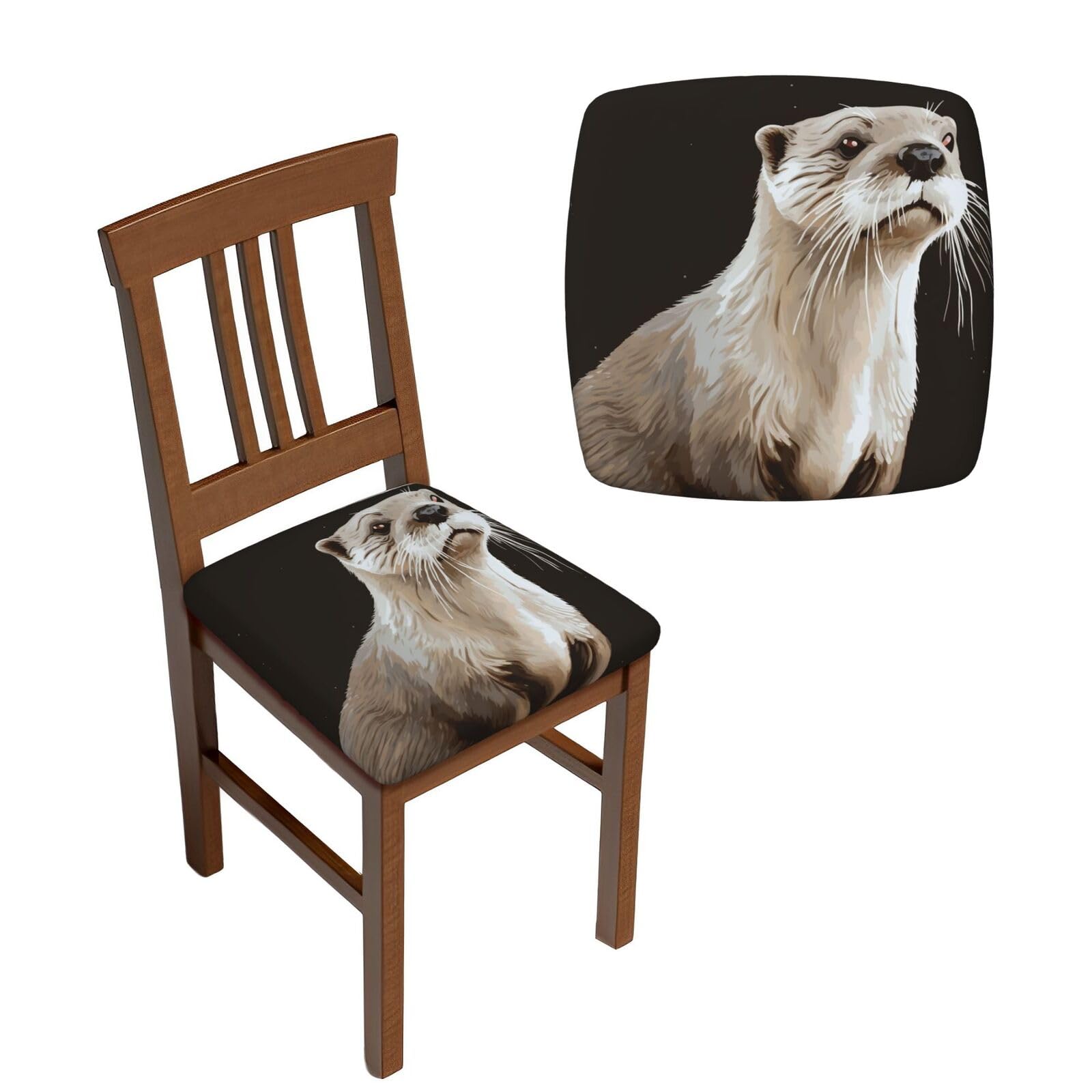 FodPand 4PCS Dining Chair Covers for Dining Room Otter Chair Seat Cover Stretch Parsons Chair Slipcover Removable Washable Seat Cushion Slipcovers Cover for Kitchen Office
