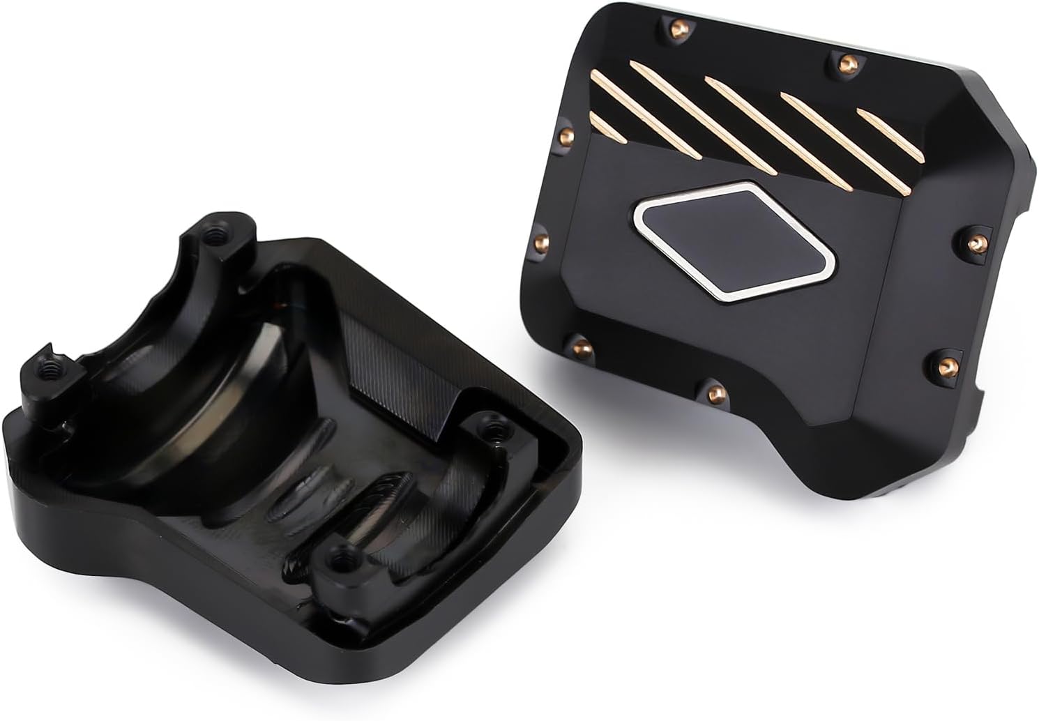 INJORA Brass Diff Cover Front and Rear Axles Housing Cover for 1/10 RC Crawler Car TRX4 Upgrade Parts（Black）