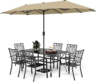 12 Patio Backyard Ideas for Comfortable Functional Outdoor Living 81 PHI VILLA Patio Dining Set 8 PCS with 13ft Double-Sided Patio Umbrella(B...
