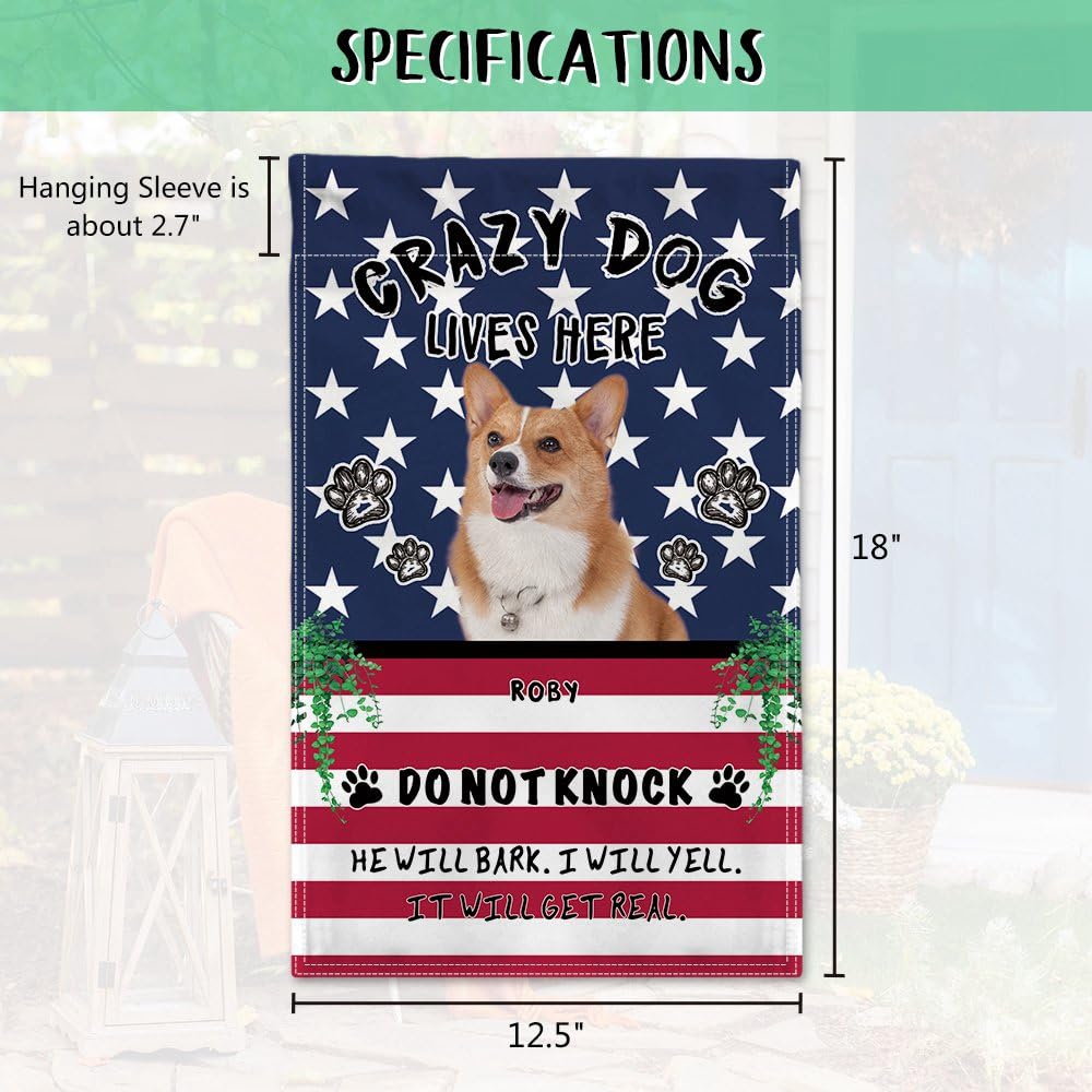 Hafhue Gartenflagge „A Crazy Dogs Live Here“ – 30,5 X 45,7 Cm, Doppelseitig, Wasserdicht, Leinen