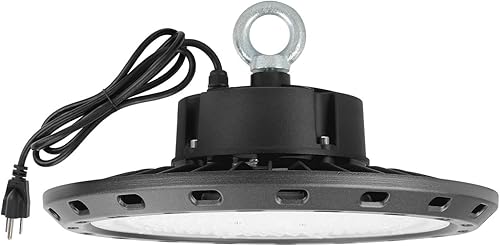 Q QINGCHEN Luz LED de alta bahía 150W 21,000lm 5000K, luz LED de alta bahía con certificación ETL para taller de trabajo de fábrica, alternativa a