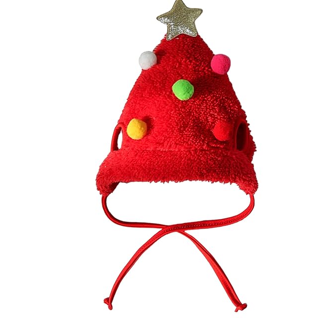 Foto 4 de 8 de Hxyxbnhno Sombrero de perro con pompones coloridos, gorro de Navidad para mascotas, pompones