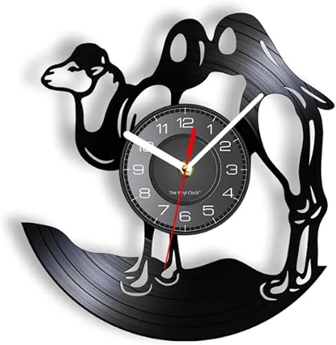 Reloj de pared – Reloj de pared de camello de 12 pulgadas, reloj de pared de safari africano, reloj de pared de vinilo de safari africano, arte de