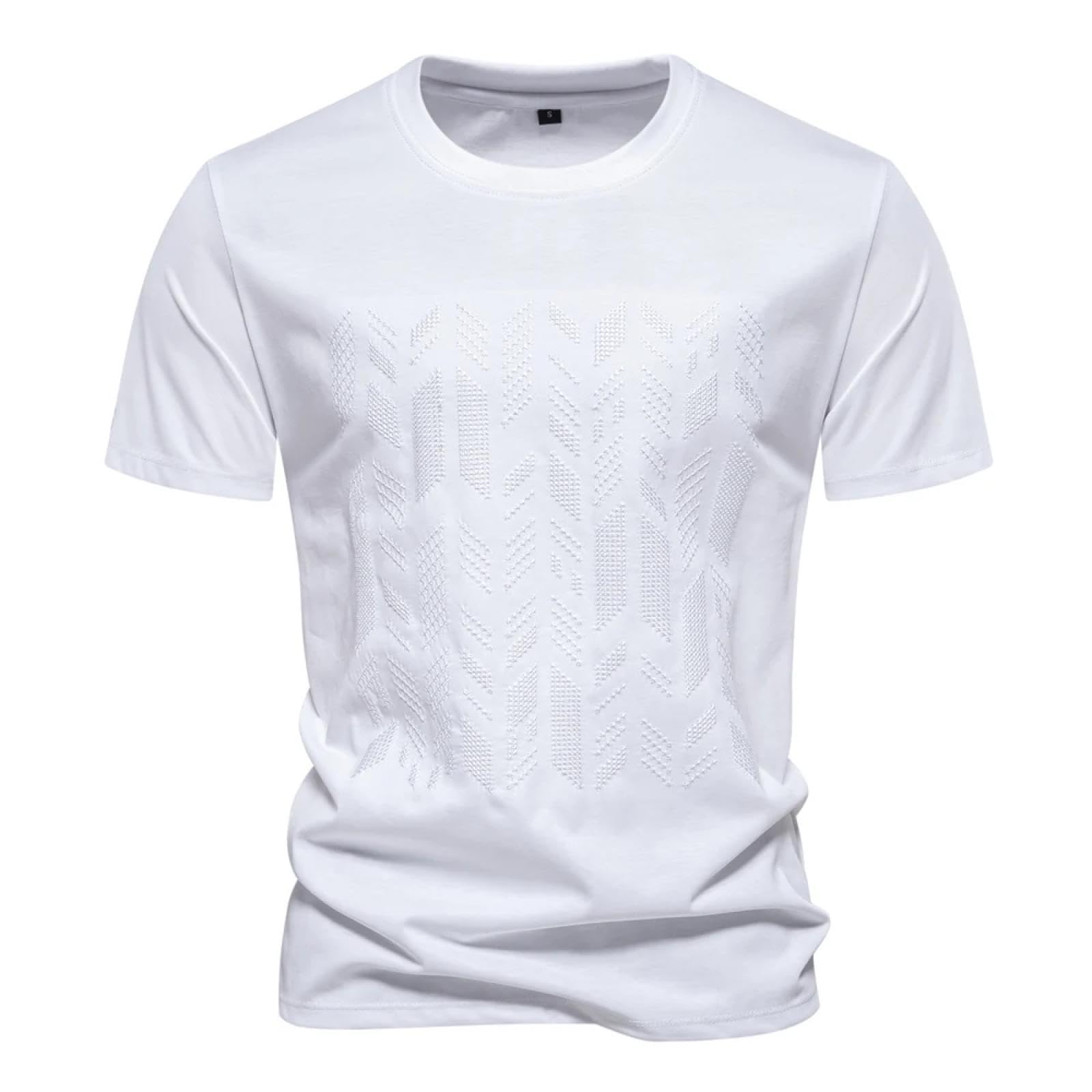 Camiseta De Manga Corta T-Shirt Camiseta Fresca De Mezcla De Algodón para Hombres Camisetas para Hombre con Bordado De Manga Corta