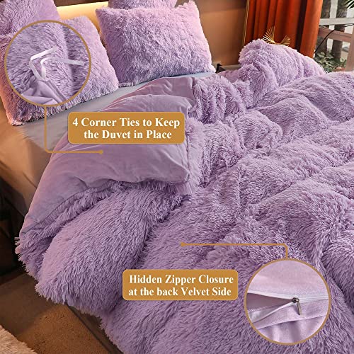 image for XeGe Plush Shaggy Duvet Cover, Luxury Ultra Soft Crystal Velvet Fuzzy 