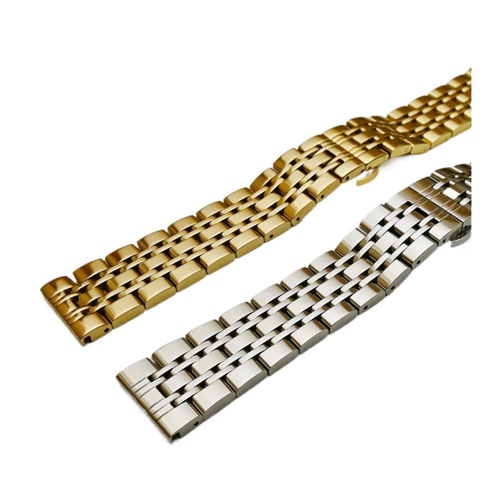 HMFang Bracelet de montre en acier inoxydable 12 mm 16 mm 18 mm 19 mm 20 mm 22 mm 24 mm Bracelet de montre compatible avec les montres mécaniques à quartz (argent, rose doré, 24 mm)