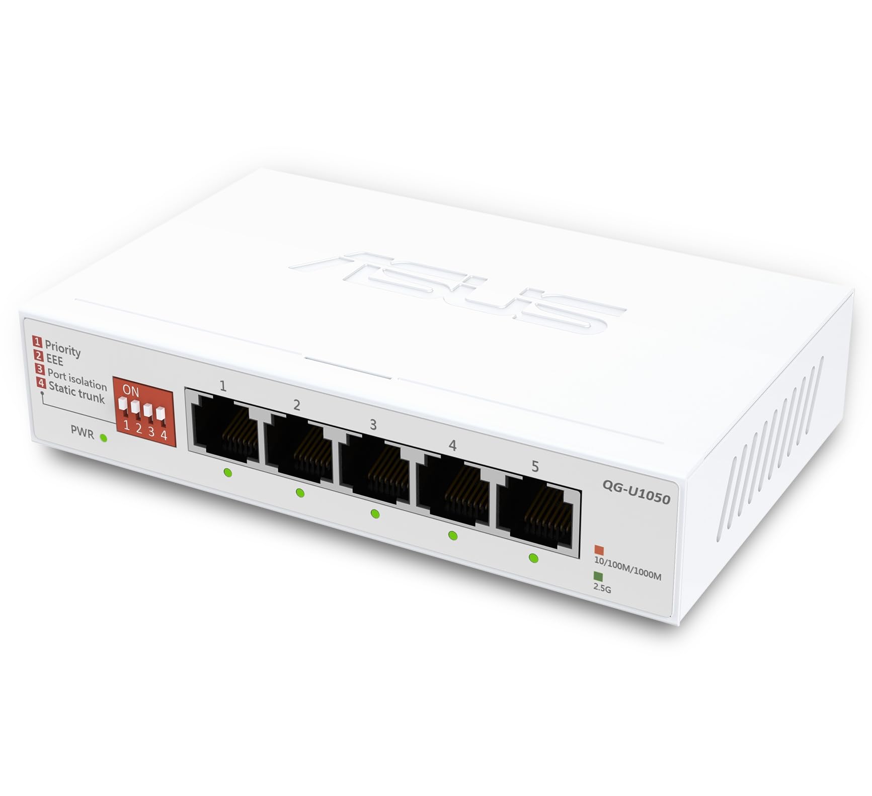 ASUS QG-​U1050 - Switch non gestibile a 5 porte e 2,​5G, 4 modalità intelligenti, hub di rete domestica, separatore Ethernet, Plug and Play, facile configurazione, funzionamento silenzioso