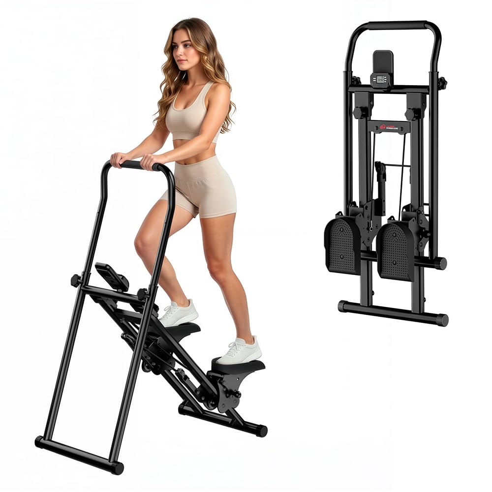 Scaletta macchina per palestra domestica, scalatore verticale pieghevole con regolazione in altezza a 3 livelli, portata 150 kg, display LCD, funzionamento silenzioso
