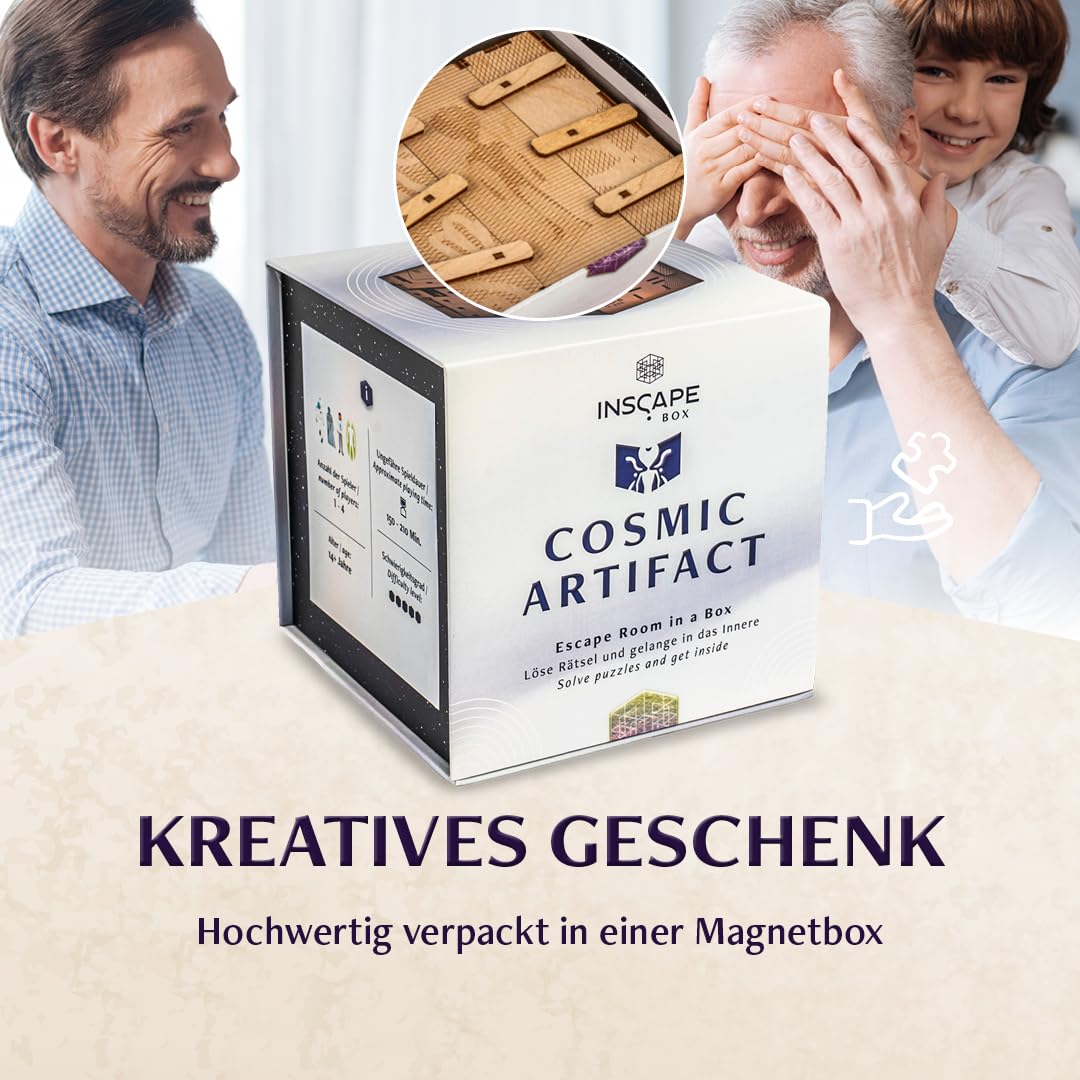 INSCAPE Cosmic Artifact - Cluebox - Level 5 sehr schwer - Rätselbox Holz - Puzzle Box - Escape Room Spiel Erwachsene - Knobelspiele - 3D Holzpuzzle - Denkspiele