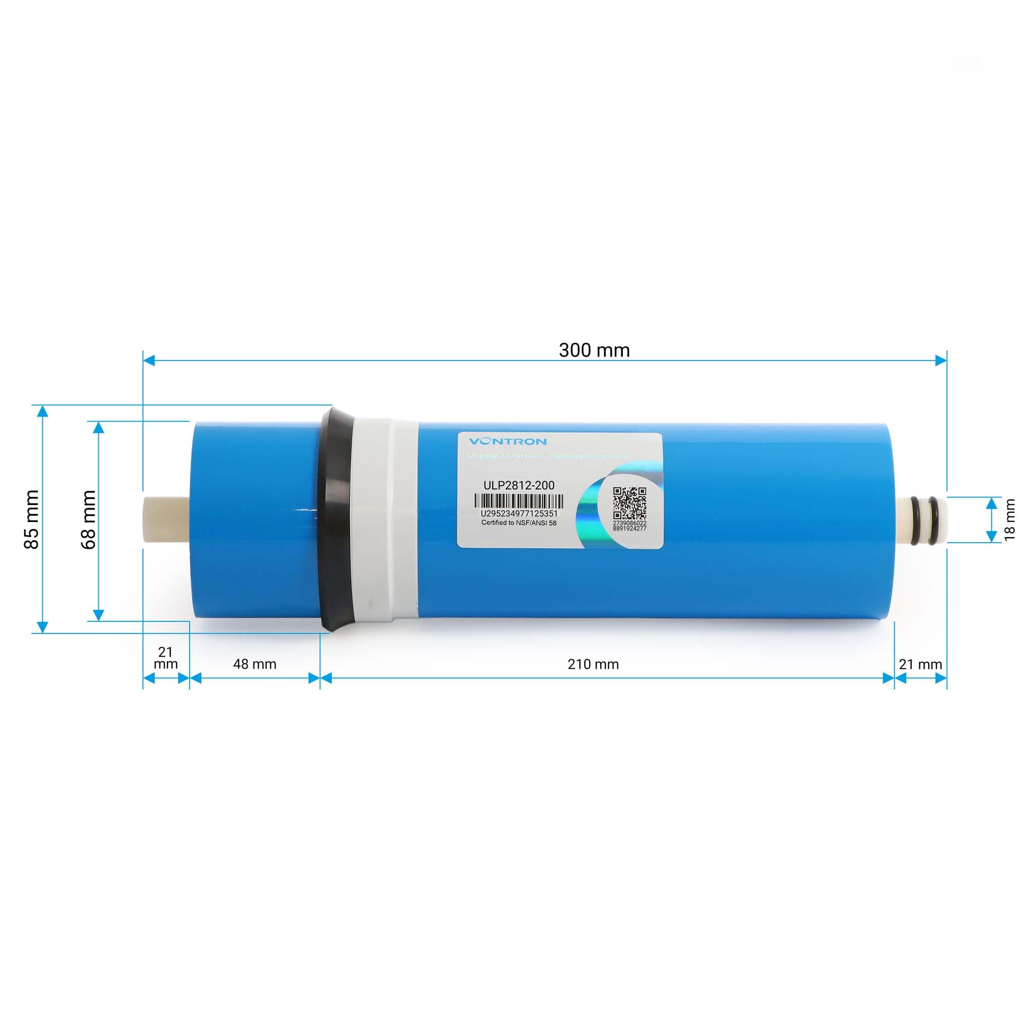 Membrana odwróconej osmozy Naturewater RO o wydajności 200 GPD 750 l/dzień, 10 cali (254 mm), wymienna membrana do systemu odwróconej osmozy, filtr osmotyczny, filtr do wody pitnej
