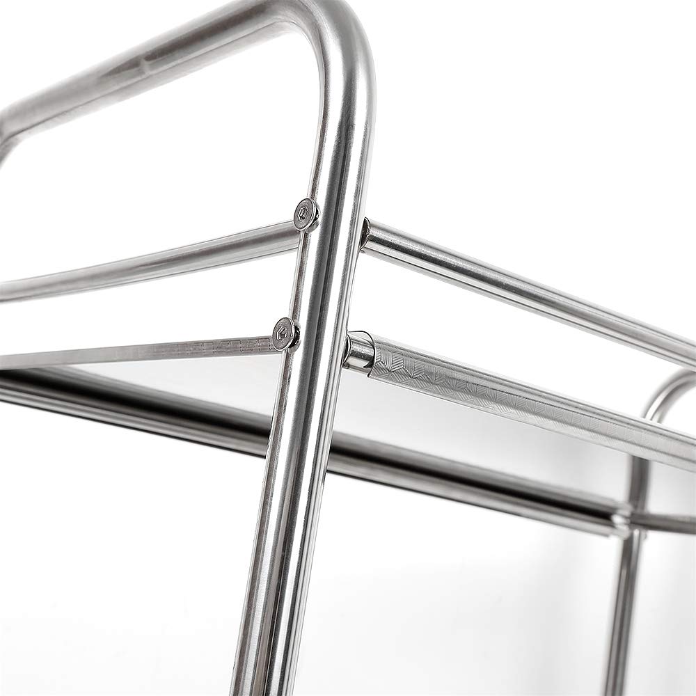 Drumm Carrello a mano a 3 ripiani, carrello da cucina in acciaio inox, portaoggetti carrello con ruote, carrello di servizio da cucina, ristorante, cucina, 61 x 36 x 75 cm