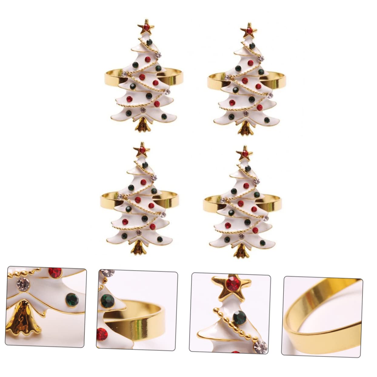 MAGICLULU 3 Sätze Weihnachtsserviettenringe Goldener Serviettenring Dekorationen Christmas Decorations Table Weihnachtsdeko Schreibtisch Weihnachtsfeier Serviettenring Weiß 4 Stück * 3