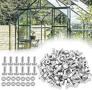 50 Pcs Nuts and 50 Pcs Bolts, XCOZU Greenhouse Bolts and Nuts Sets, Glasshouse Aluminium Nuts & Bolts Square Head Greenhouse Accessories Parts